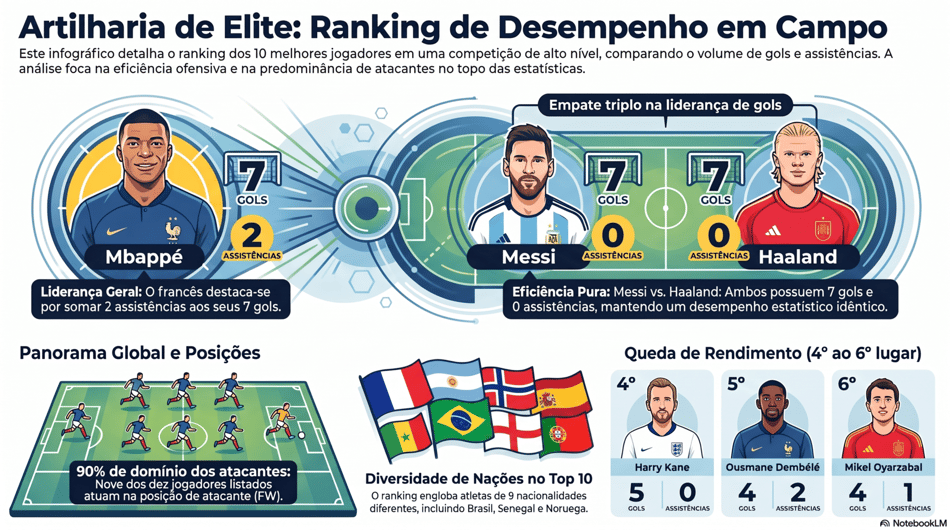 Gráfico mostra a artilharia da Copa do Mundo