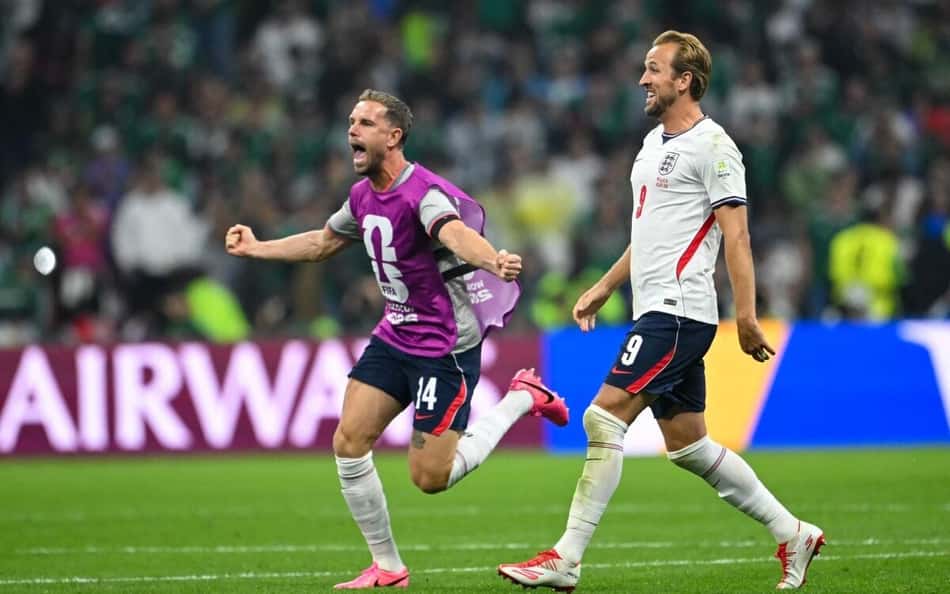 Henderson comemorando classificação diante do México na Copa do Mundo