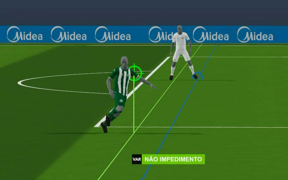 Impedimento semiautomático sendo utilizado pela primeira vez no Brasileirão
