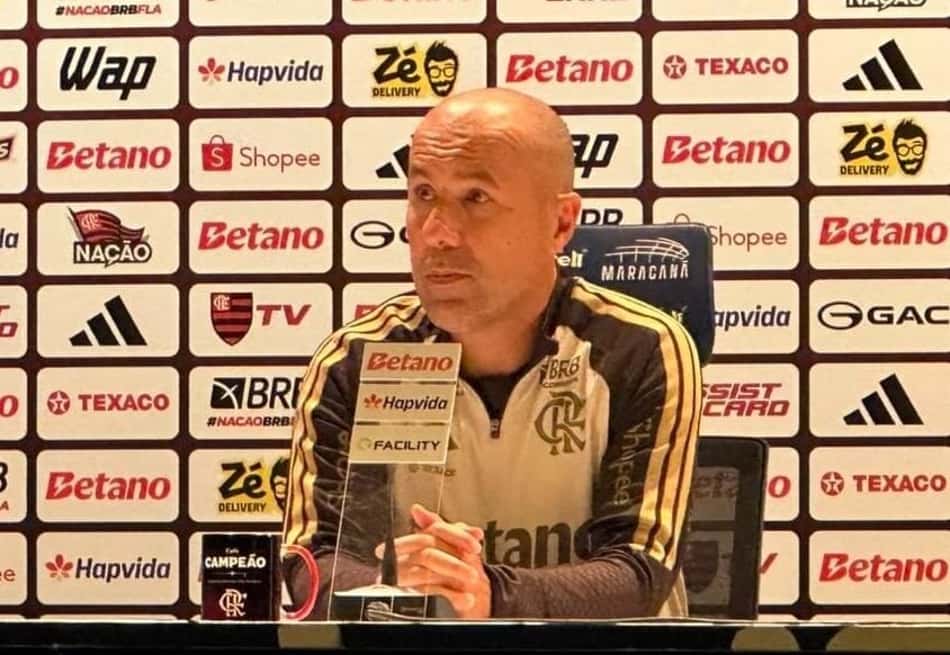 Leonardo Jardim durante entrevista coletiva após empate entre Flamengo e São Paulo