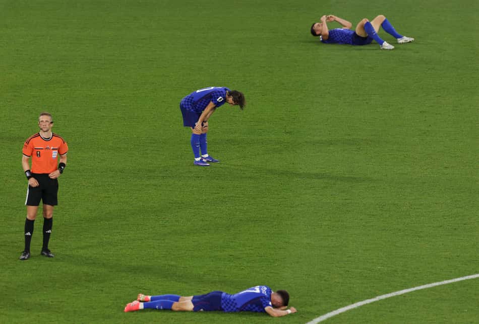 Jogadores da Croácia após o fim do jogo contra Portugal