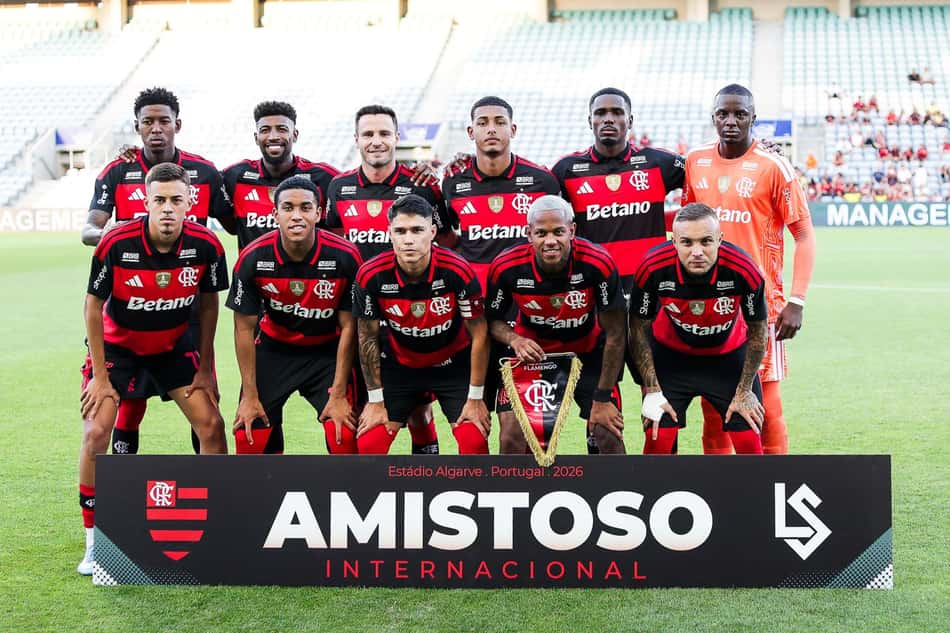 Jogadores do Flamengo em amistoso internacional
