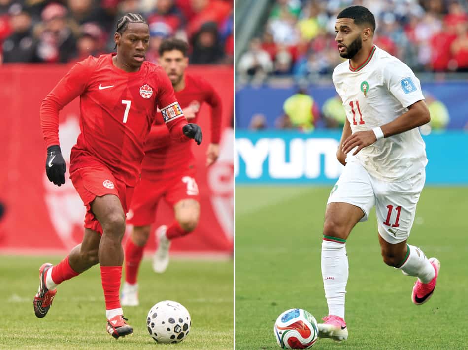 Jonathan David, do Canada, e Ismael Saibari, do Marrocos
