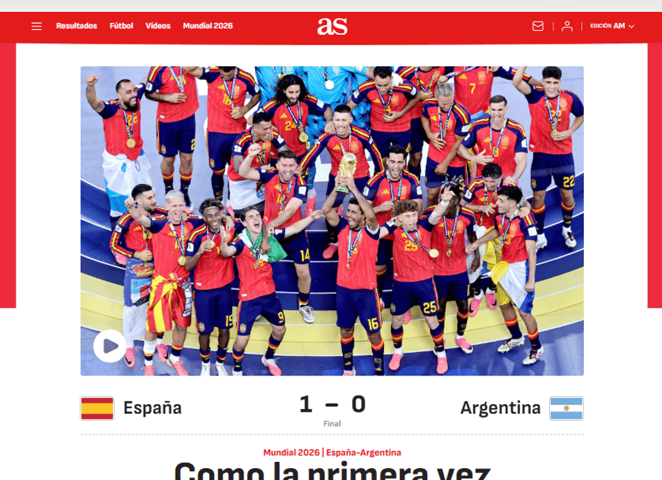 Jornais internacionais repercutem título da Espanha e vice da Argentina (Foto: Reprodução)