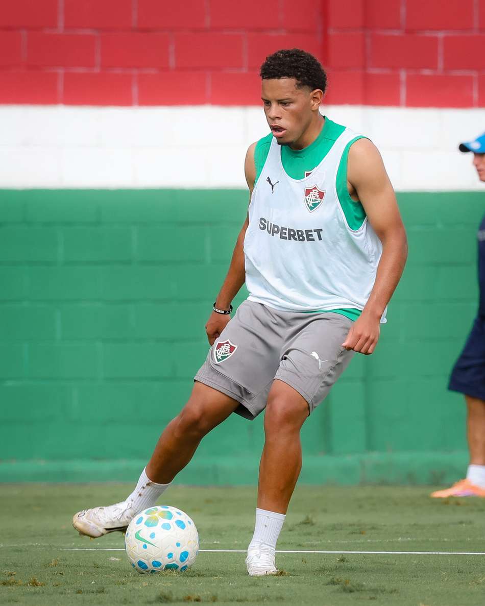 Marcos Paulo em treino do Fluminense no CT Carlos Castilho