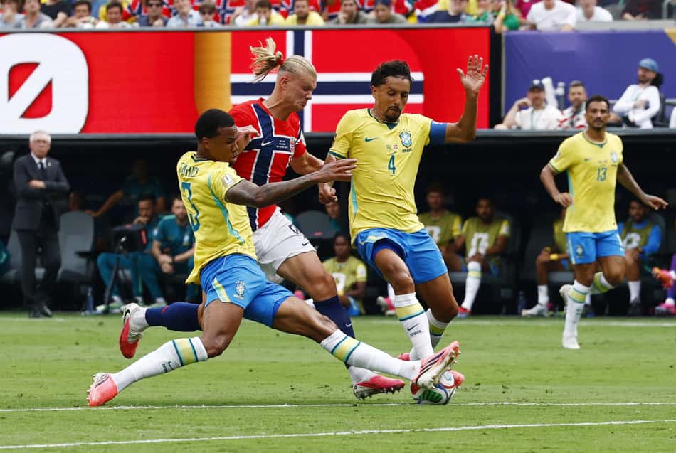 Haaland enfrenta marcação de Marquinhos e Gabriel Magalhães na Copa do Mundo de 2026.