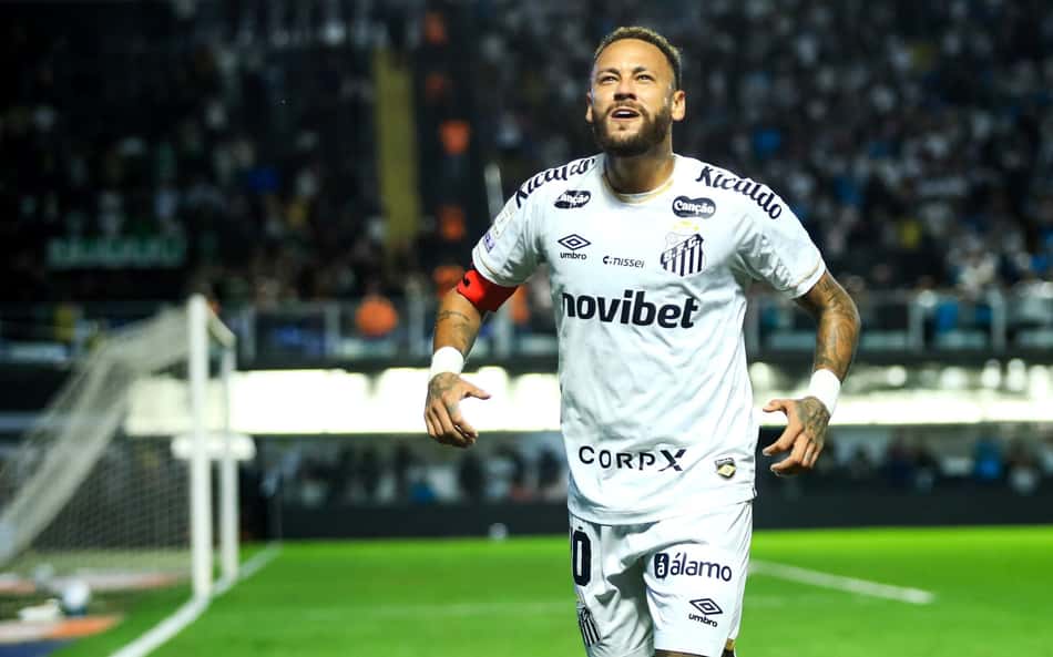 Neymar comemora gol em Santos x Chapecoense