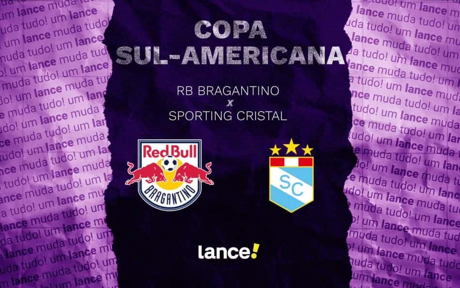 Arte de onde assistir com escudo do RB Bragantino e Sporting Cristal