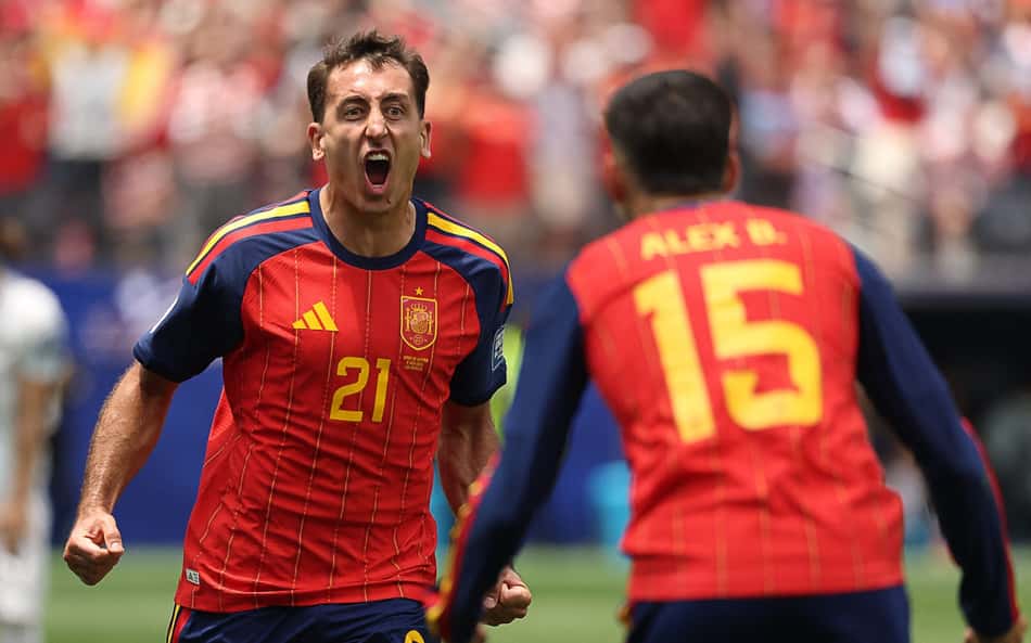 Oyarzabal comemora o gol marcado pela Espanha sobre a Áustria na Copa do Mundo de 2026