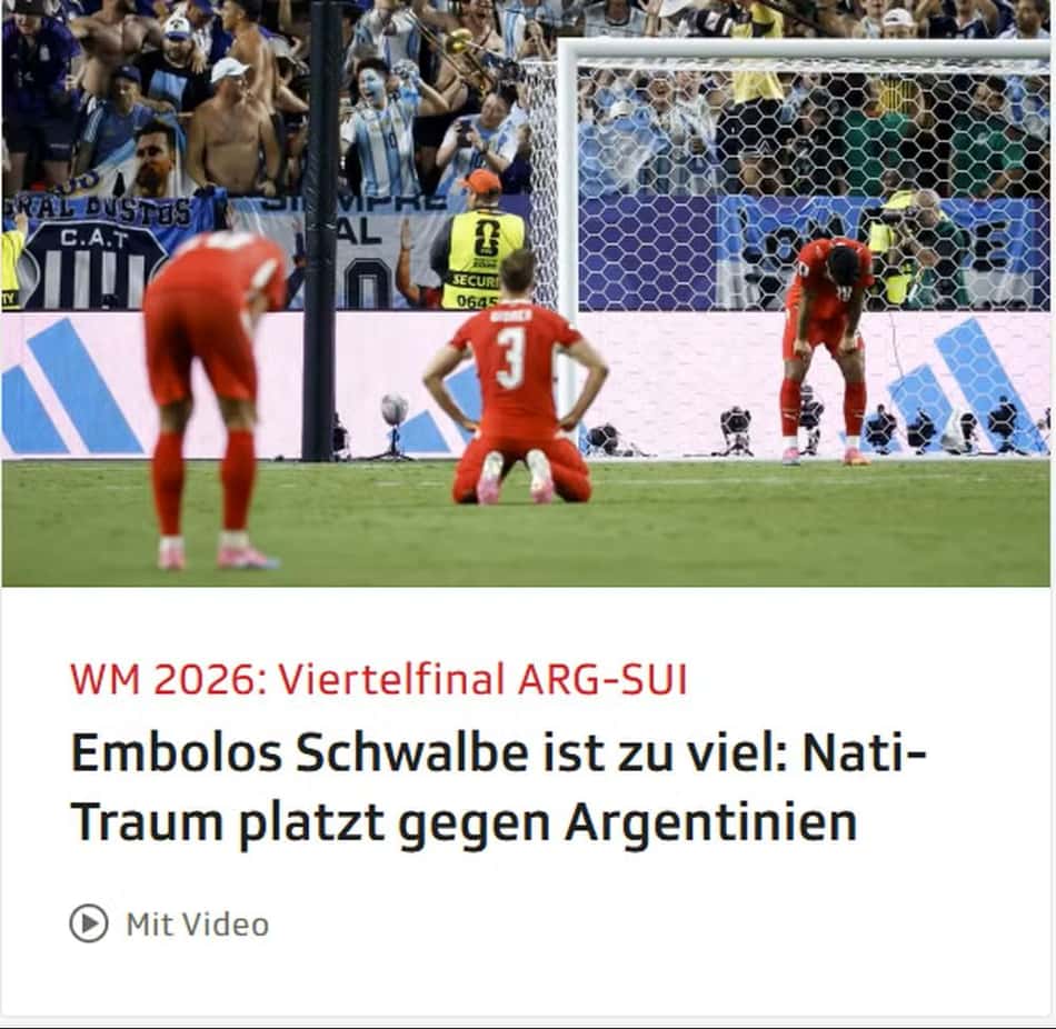 Portal SRF dispara crítica em Suíça e Argentina (Foto: Reprodução)