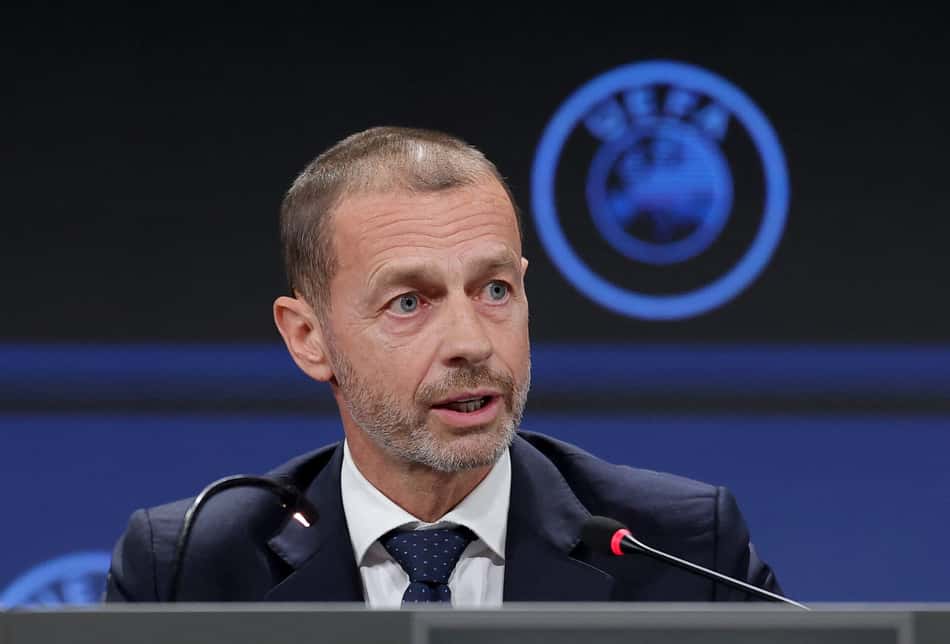 Presidente da Uefa, Ceferin em evento da entidade europeia