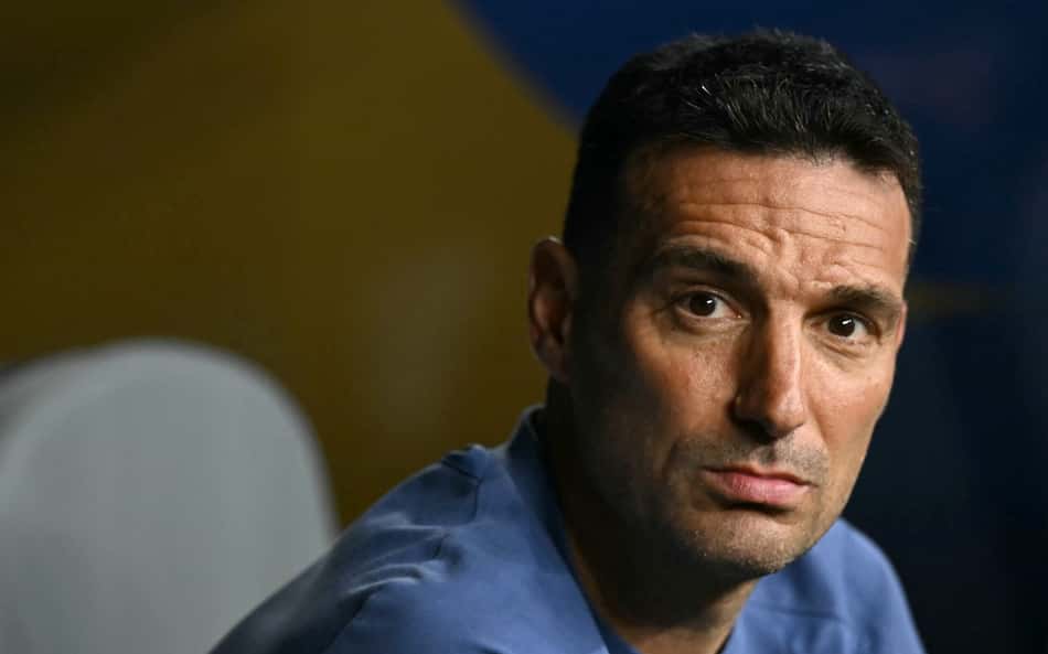 Técnico da Argentina, Lionel Scaloni durante jogo contra a Jordânia, pela Copa do Mundo