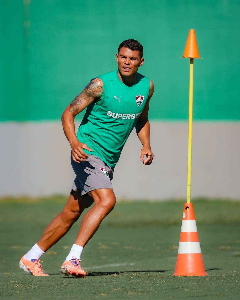Thiago Silva em treino no CT do Fluminense