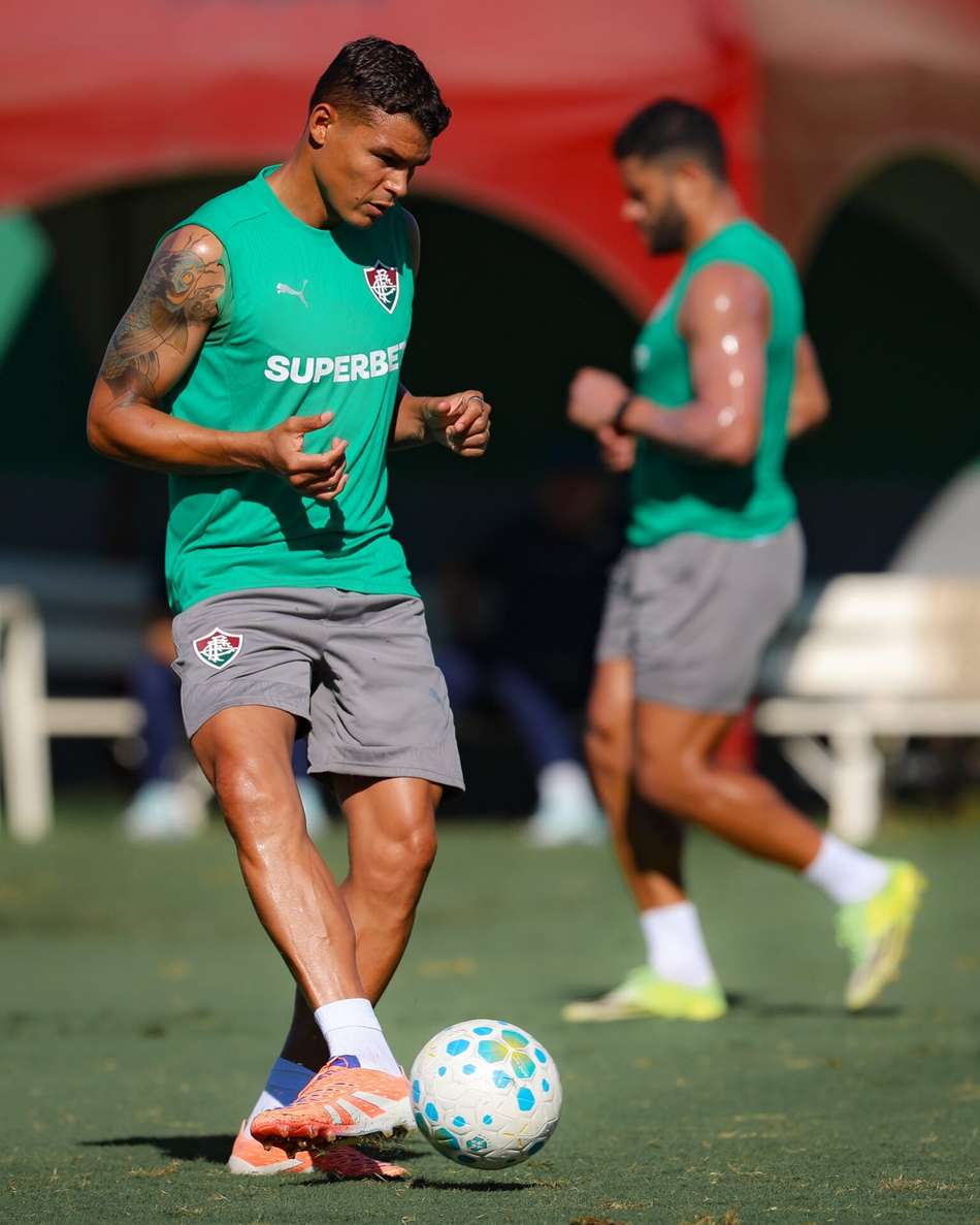 Thiago Silva no treino do Fluminense