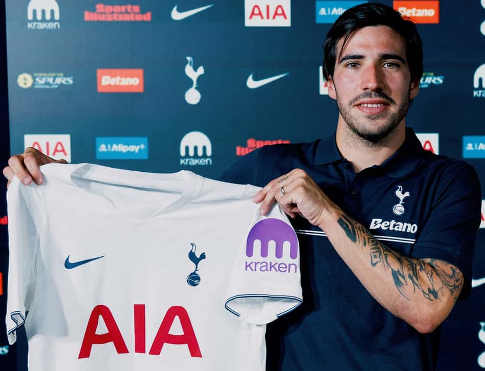 O meio-campista Tonali sendo anunciado pelo Tottenham