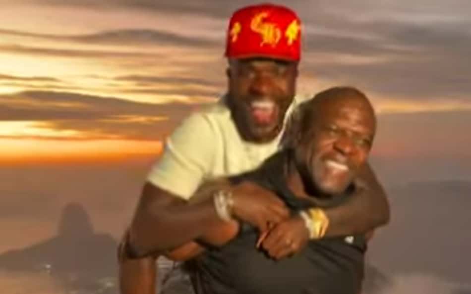 Vini Jr e Terry Crews se encontram no Cristo Redentor: (Foto: Reprodução)