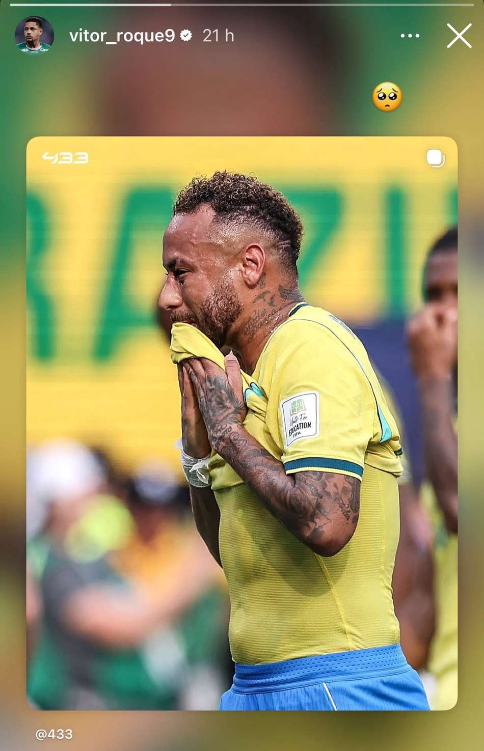 Vitor Roque, do Palmeiras, faz postagem sobre Neymar após eliminação da Seleção na Copa do Mundo 
