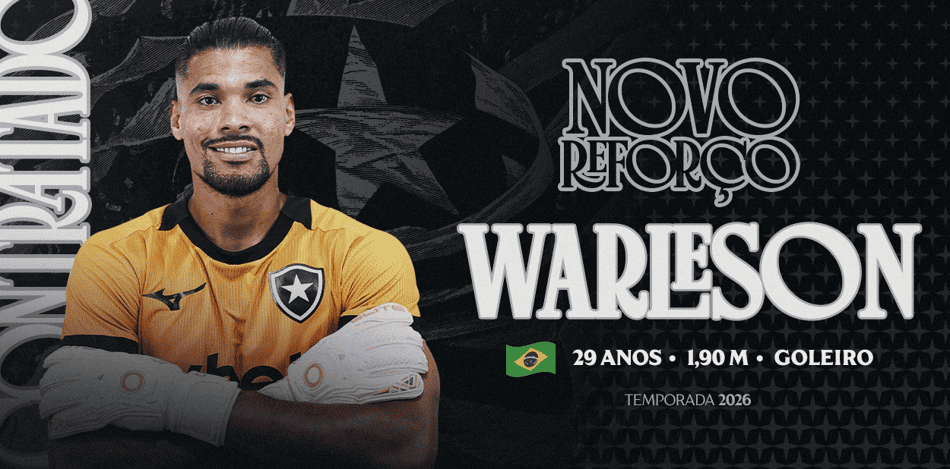 Warleson em anúncio oficial do Botafogo