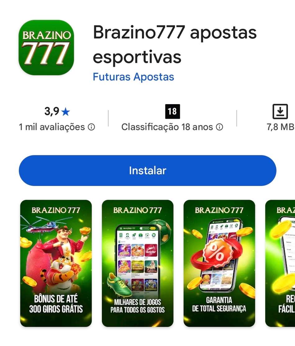 Captura de tela do aplicativo oficial da Brazino777 disponível para download na Play Store.