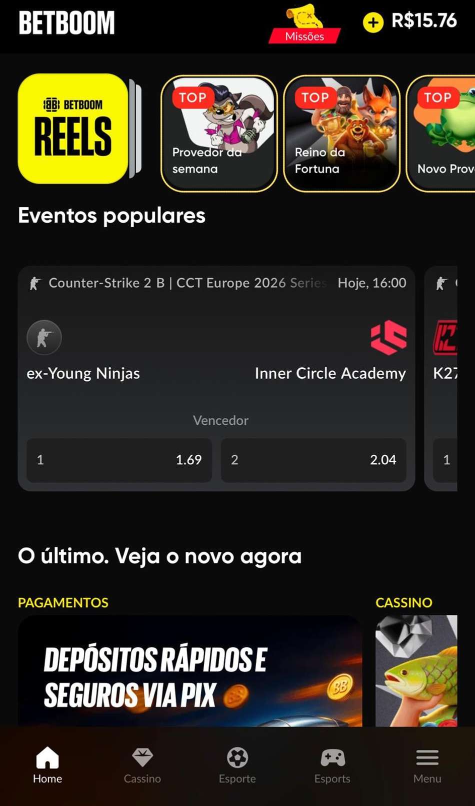 Captura de tela da tela inicial da bet autorizada BetBoom.
