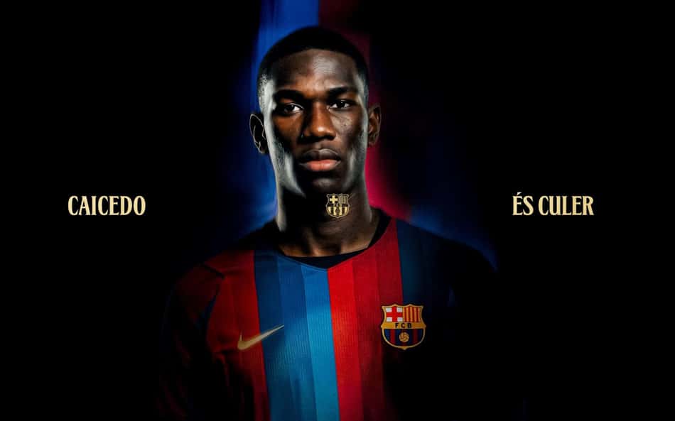 Caicedo em arte de anúncio do Barcelona