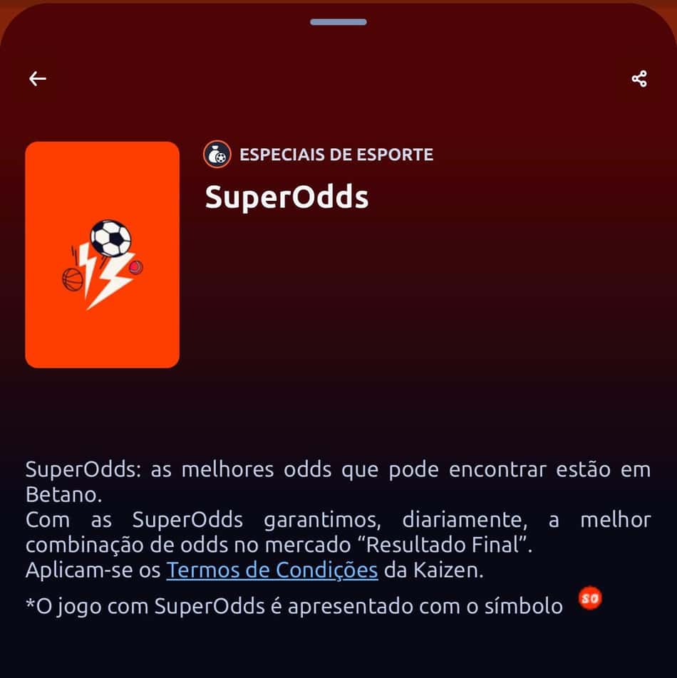 Captura da tela de SuperOdds com o código Betano ativado no cadastro.