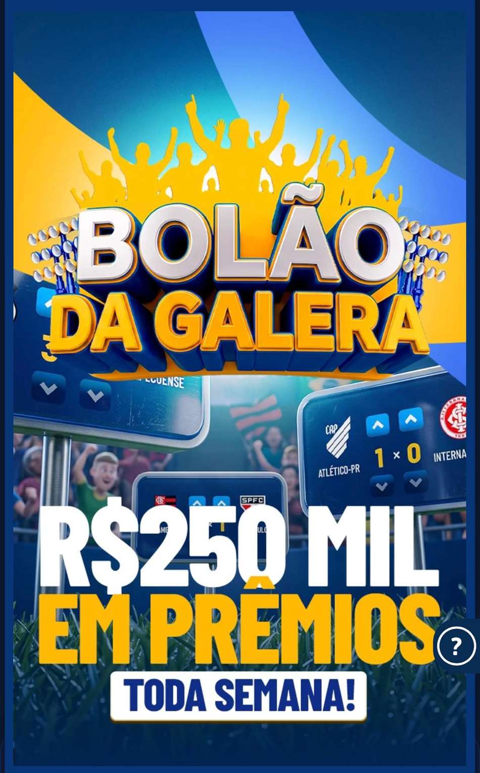 Captura de tela do Bolão da Galera, disponível com ou sem o código Galera Bet.