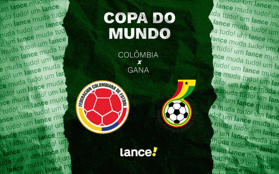 Colômbia e Gana se enfrentam pela fase de 16-avos de final da Copa do Mundo (Foto: Arte/Lance!)