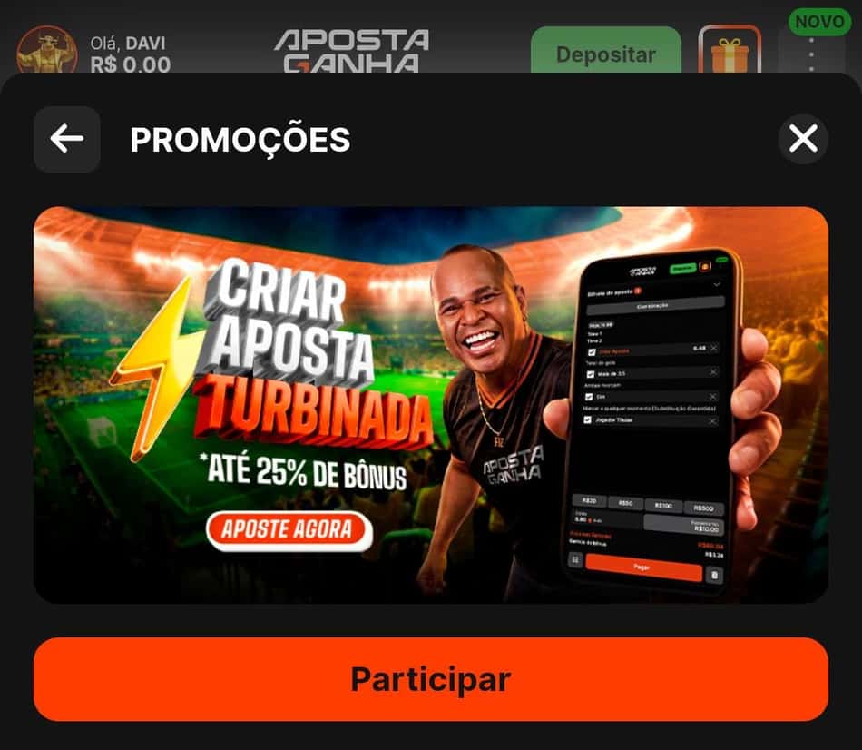 Captura de tela do Criar Aposta Turbinado da Aposta Ganha.