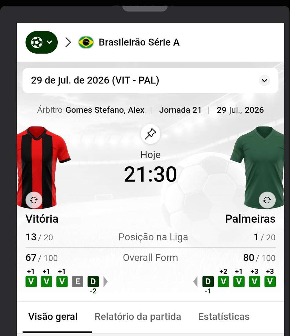 Captura de tela do recurso de estatísticas da Brazino777 no aplicativo oficial.