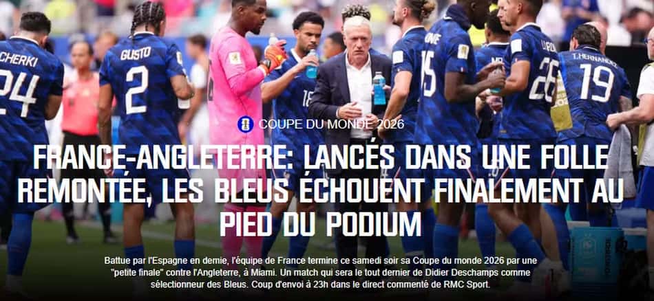 RMC Sport repercute jogaço entre França e Inglaterra