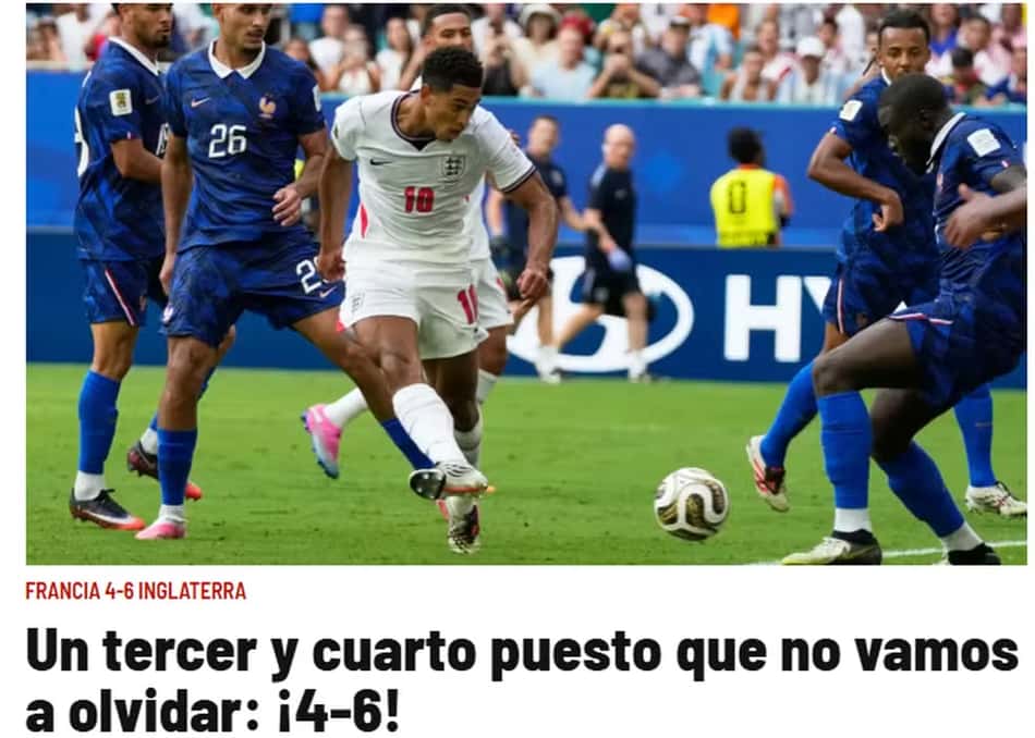 Marca repercute jogaço entre França e Inglaterra (Foto: Reprodução/Marca)