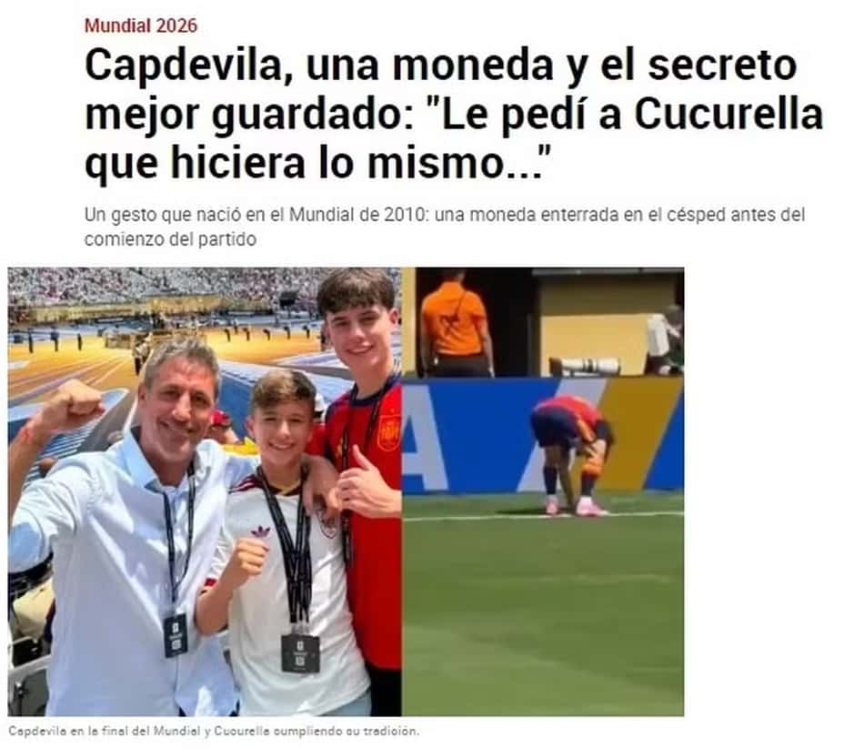 Jornal espanhol repercutindo superstição da Espanha na Copa do Mundo 