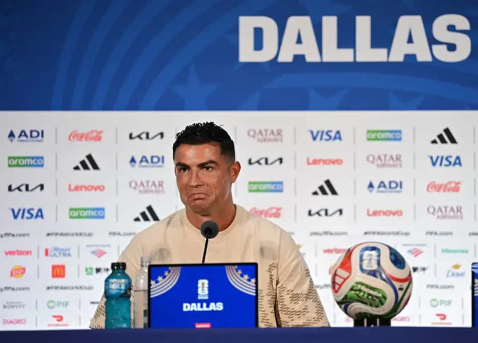 Cristiano Ronaldo durante coletiva na Copa do Mundo