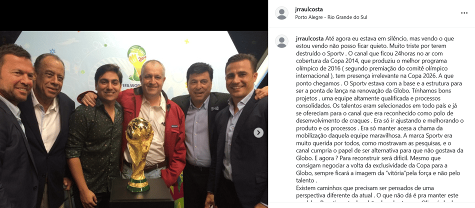 Raul Costa Jr comandou a cobertura do sportv na Copa do Mundo de 2014