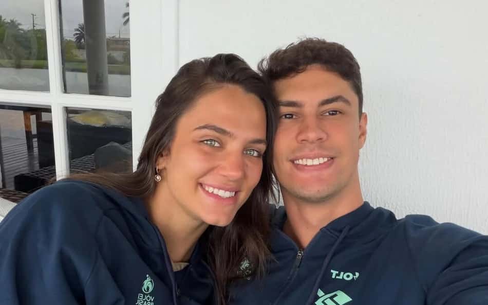 Atletas da Seleção, o casal formado por Julia Kudiess e Leo Lukas em Saquarema (RJ)
