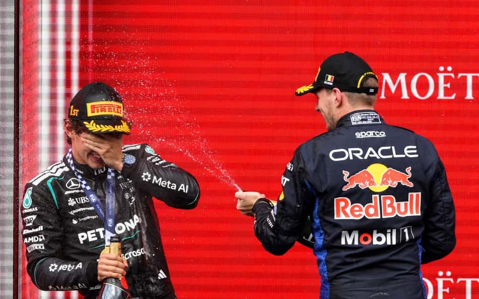 Kimi Antonelli e Max Verstappen no GP da Bélgica pela F1 2026