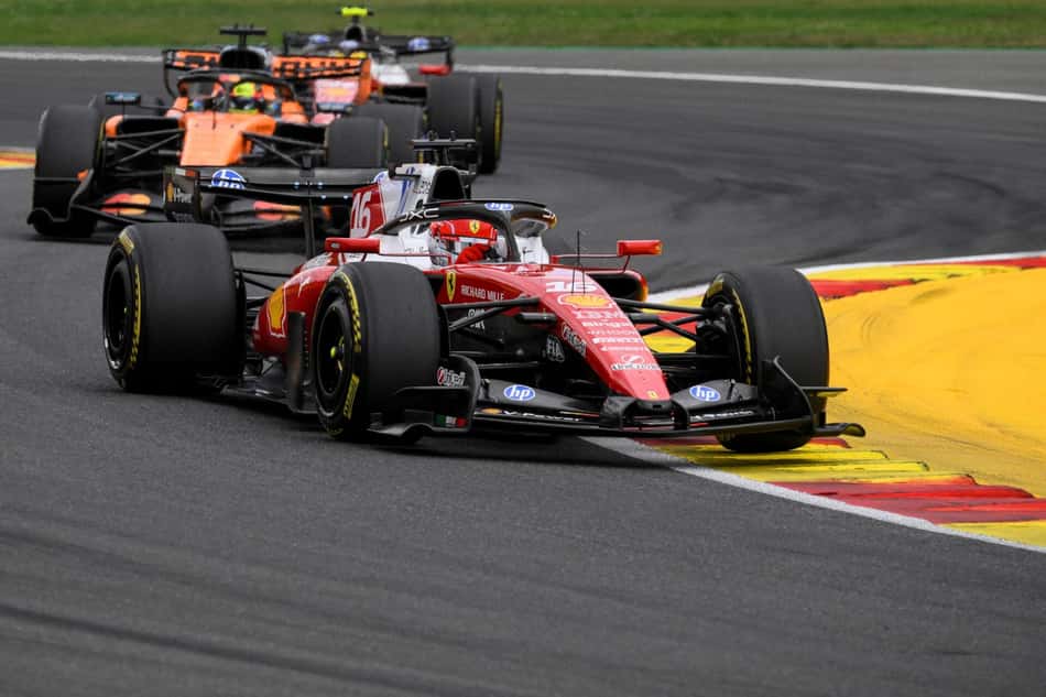 Charles Leclerc, da Ferrari, durante o GP da Bélgica de Fórmula 1