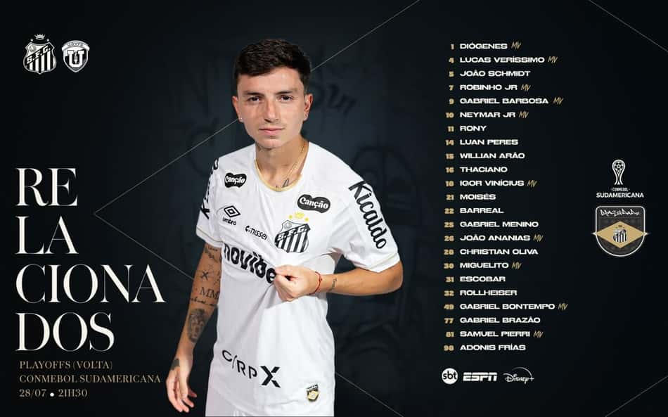 Santos divulga lista de relacionados para duelo contra UCV. (Foto: Divulgação/ Santos FC)