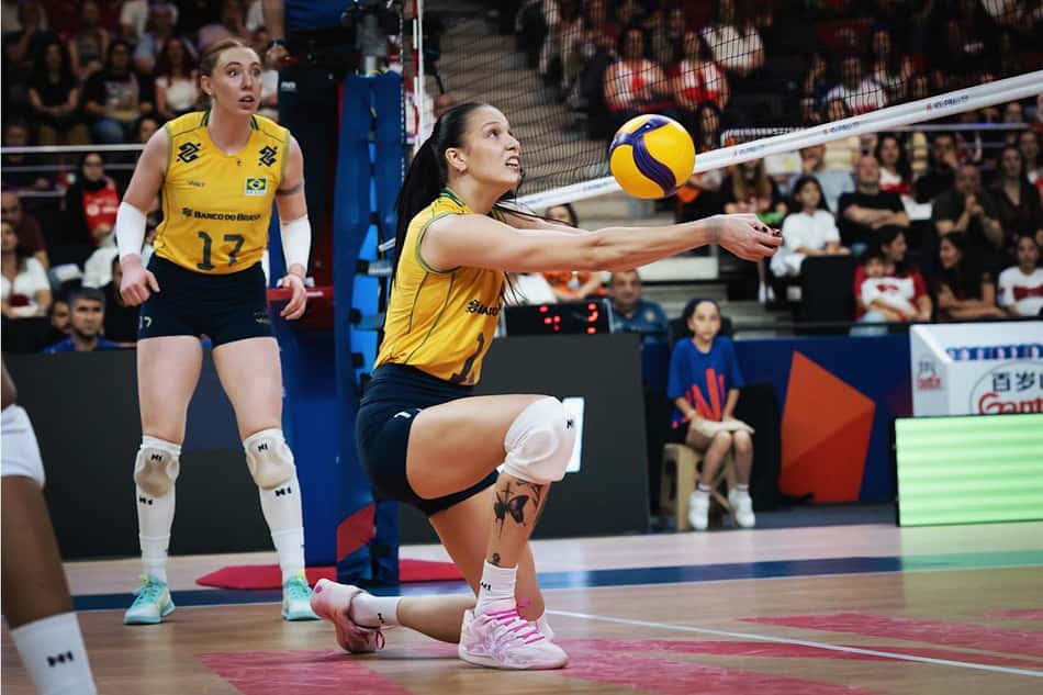 Ajoelhada, Luzia faz passe em Brasil x China pela semana 2 da VNL 2026