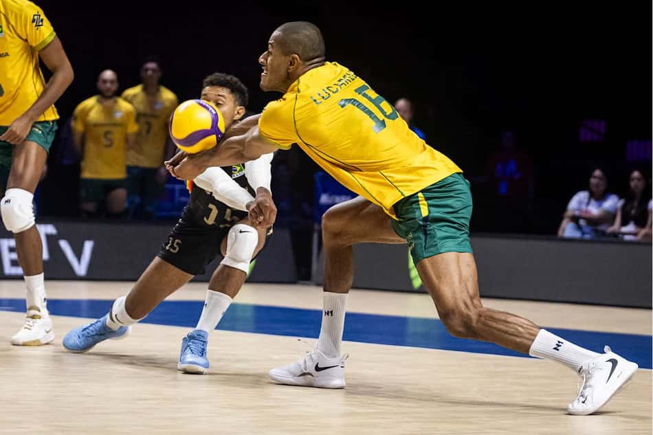 Maique e Lucarelli na linha de passe em jogo do Brasil na VNL 2026