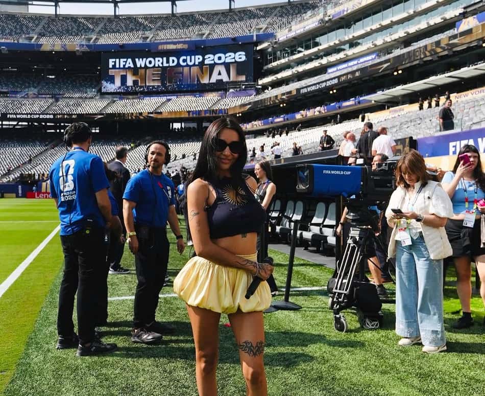 María Becerra cantou o hino da Argentina na final da Copa do Mundo de 2026