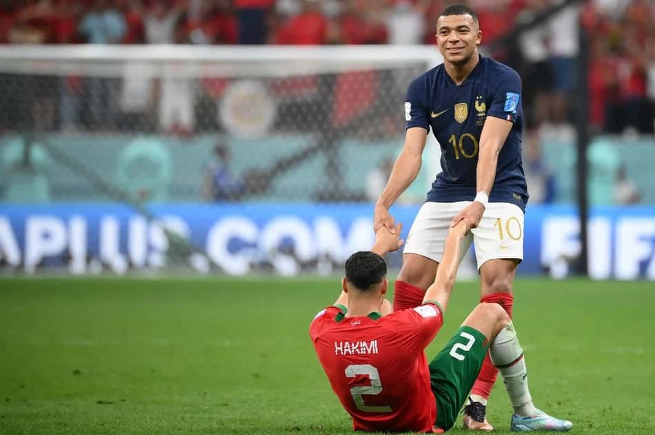 Mbappé e Hakimi na Copa do Mundo de 2022 no Catar