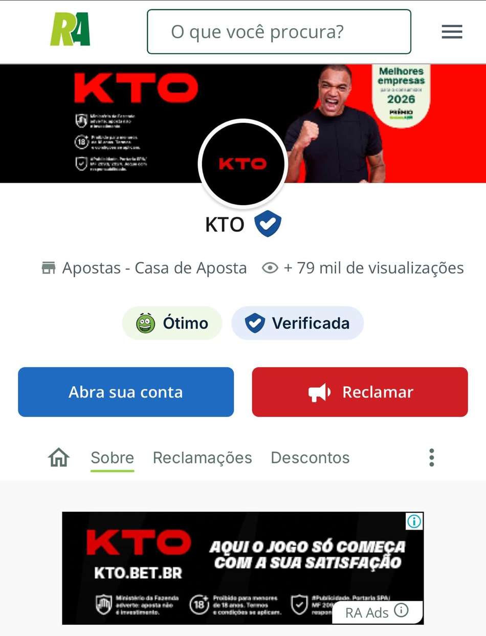 Captura de tela da página da KTO no Reclame Aqui.