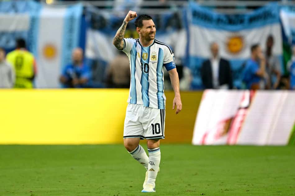 Messi comemora gol no jogo da Argentina contra Cabo Verde pela Copa do Mundo de 2026