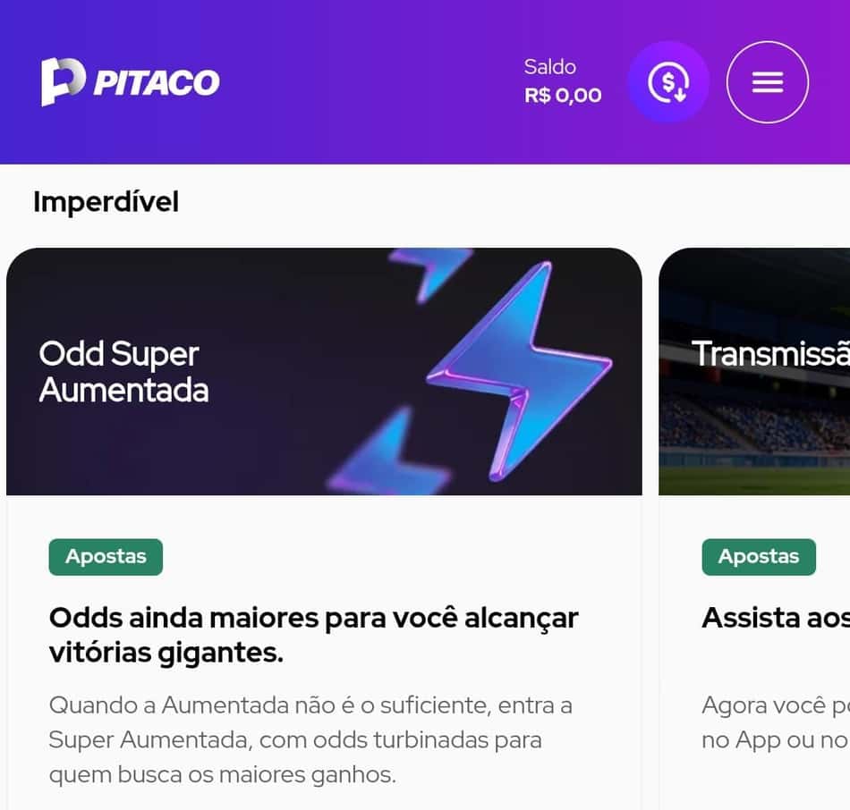 Captura de tela da plataforma que mais paga Rei do Pitaco com Odd Super Aumentada.