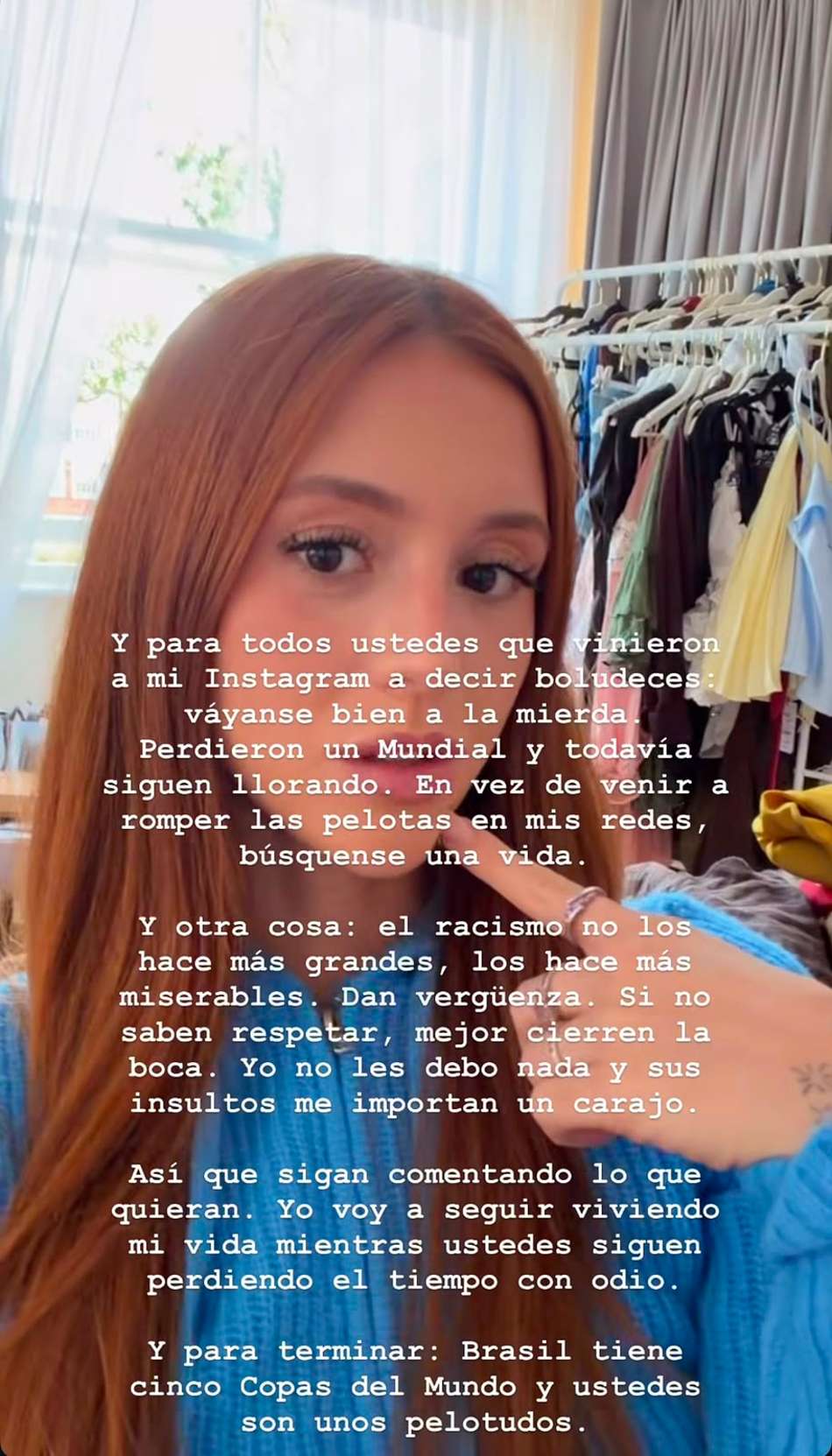 Storie com texto publicado por esposa de Richarlison