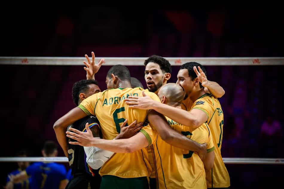 seleção brasileira masculina de vôlei em ação na VNL 2026