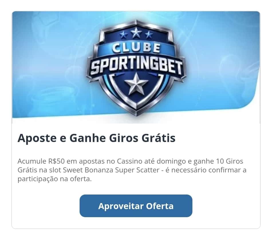Captura de tela do Clube Sportingbet com a missão de apostas com recompensas em rodadas grátis.