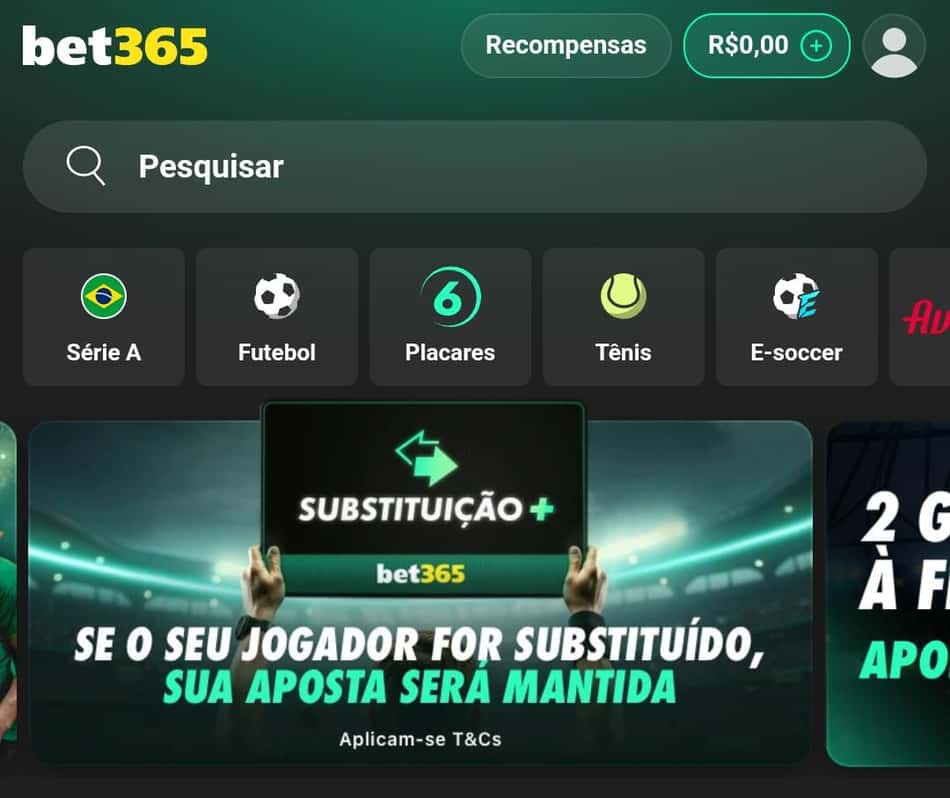 Captura de tela do recurso Substituição+ da bet365.
